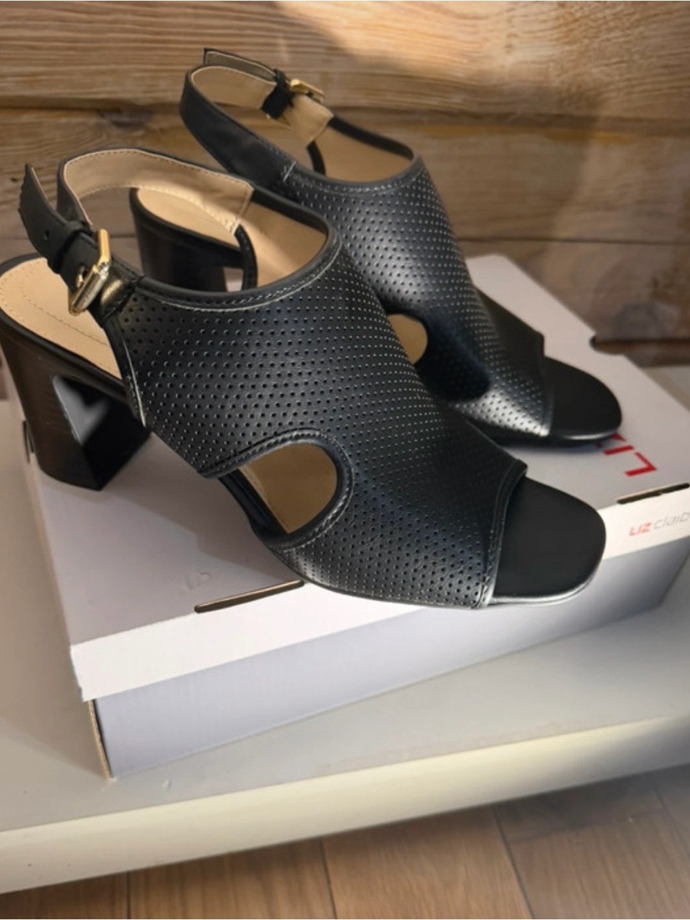 Liz Claiborne black heel sandals- 9.5- Never worn